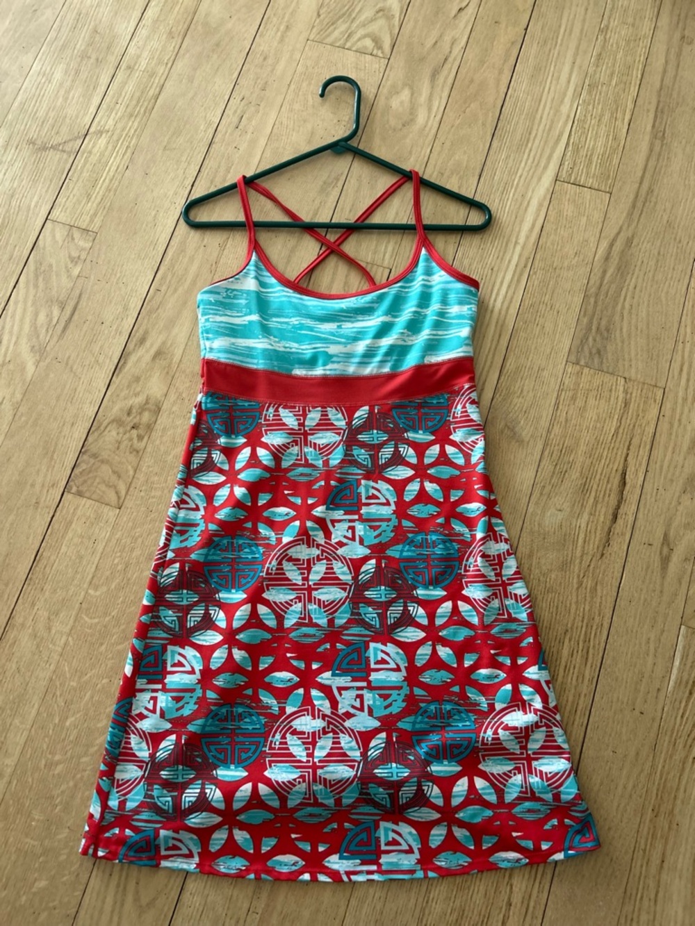 lola Red and Turquoise Strappy Mini Dress